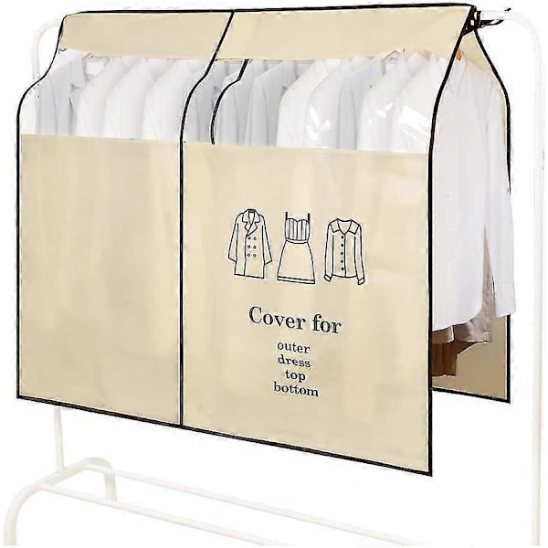 Garment Rack Cover 90  110 Cm Dust Cover Garment Cover Breathable Cover Dustproof Moisture Long With Magic Tape Black