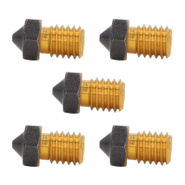 3D Hotend-munstycken, starka vidhäftning reservdelar, enhetlig uppvärmning 5PCS M6 gänga 3,0 Mohs hårdhet mässing utskriftsmunstycke (1,75 mm/0,8 mm)