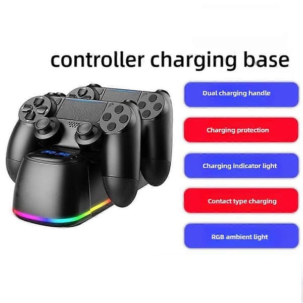 Til Spilcontroller Opladning Dobbelt Sæde Indikatorlys Controller Blåt Lys Trådløs Spilcontroller