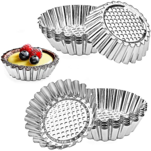 20 pakkausta Cupcake mold, 3,7 tuuman ruostumaton teräs minipiirakka Tartlet Cupcake Cake Muffin mold peltipannulla leivontatyökalu