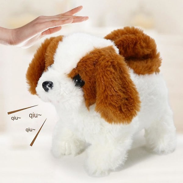 Realistisk plysjsimulering Smart hund kalt gående plysjleketøy Elektrisk plysjrobot hundebarnleketøy for barn Julegave