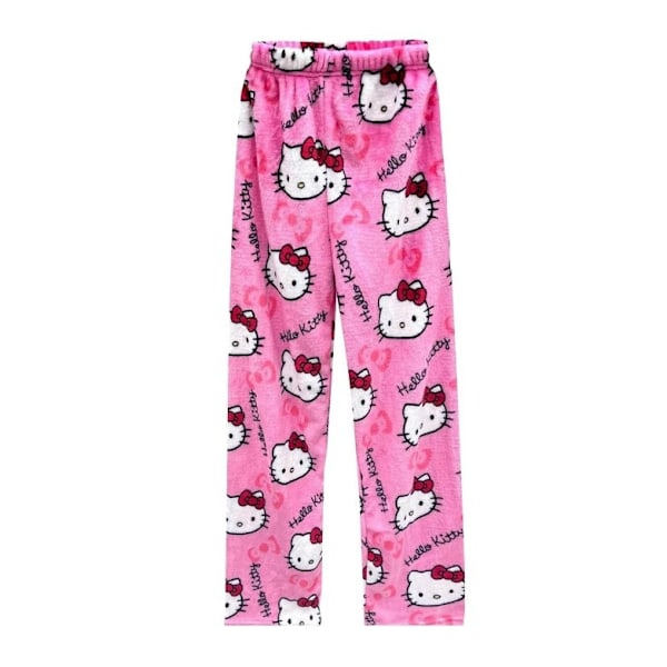 Tegneseriekatt jule-plysjpyjamas for kvinner, hjemmefritid, høst og vinter, flanellbukser for hjemme- og utendørsbruk l