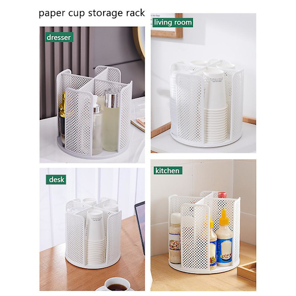 Papirkoppdispenser Organizer for kaffebar, restaurant, bar, hotell, roterende engangskopp oppbevaringsstativ