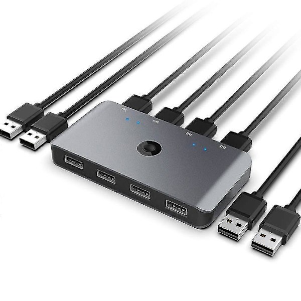 USB Dator Switch Selector för 4 Datorer som Delar 4 USB-Enheter USB 2.0 Perifer KVM Switch Adapter