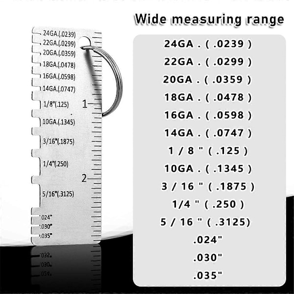 Shingle Gauge Svejserværktøj Wire/Metalpladetykkelsesmåler Rustfrit Stål Metal Tykkelsesmåler Størrelsesinspektionsværktøj