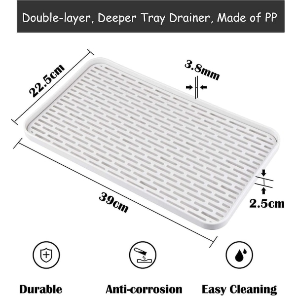 Dryppmatte Dryppstativ Med Dryppbrett - Stor Dryppbrett 39 X 22,5 Cm - Multifunksjonell Dryppbrett For Tallerkener, Kopper, Frukt, Te Og Bad