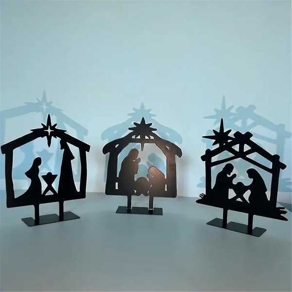 Julkrubba Silhuett Figuriner Set Julkrubba Ornament Krubba För Staket