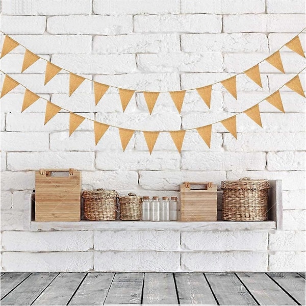 Living Value 3 kpl. Wimppeli ketju Wimppeli Garland Vintage Jute Bunting Banner 8,4M Imitoi pellavaa Hessian Garland Rustic Decoration Syntymäpäiville