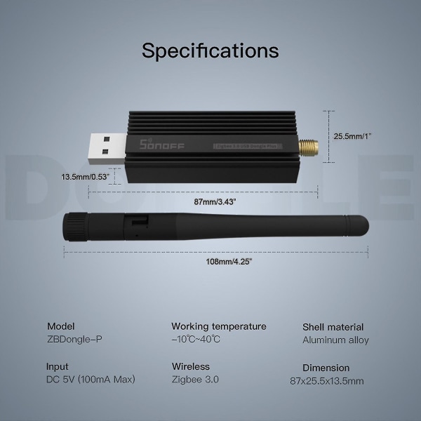 Zbdongle-p Universal Zigbee 3.0 Gateway til Smart Home Zigbee Bridge Usb Dongle Plus Trådløs Adapter med Antenne til Home Assistant