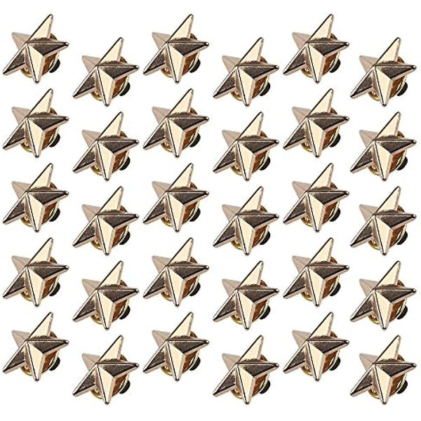 Hurtigt ankommet 30 stykker Stjernemærke reversnåle, 1,8 cm guldstjernenål 5-takkede stjerneemblem til kvinder, mænd, metalstjernenålemærke Stjerneslagsnålen kostume deco