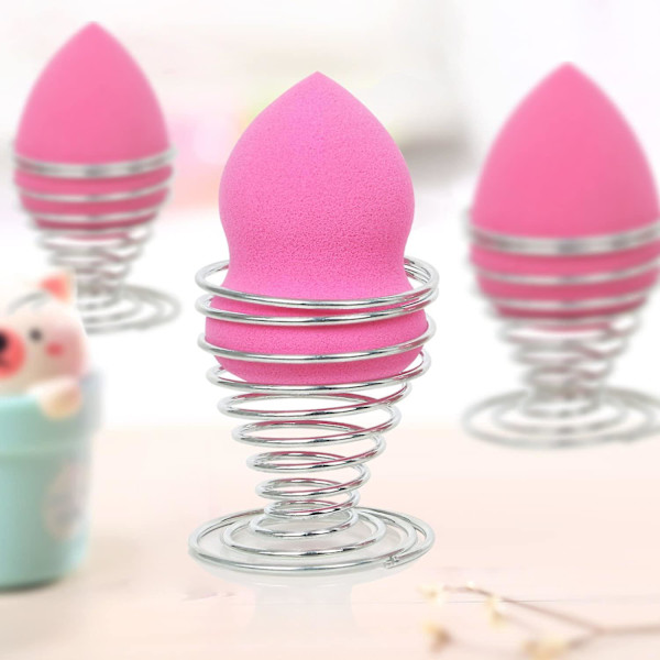 6 stk. Eggkopper i rustfritt ståltrådspiralfjær Egg Holder Sminke Svamp Klær Stativ Egg T
