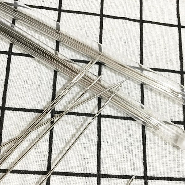 Metalliset isoneulalaiset 20 kpl säilytyspullosarjalla Pitkät ompeluneulat DIY-kirjontaan Neulatyöt Kangaskäsityöt