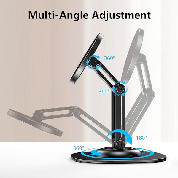 Magnetisk telefonhållare med 360 roterande bas, MagSafe metall hopfällbart mobiltelefonställ kompatibelt med iPhone 15 14 13 12 Pro Max