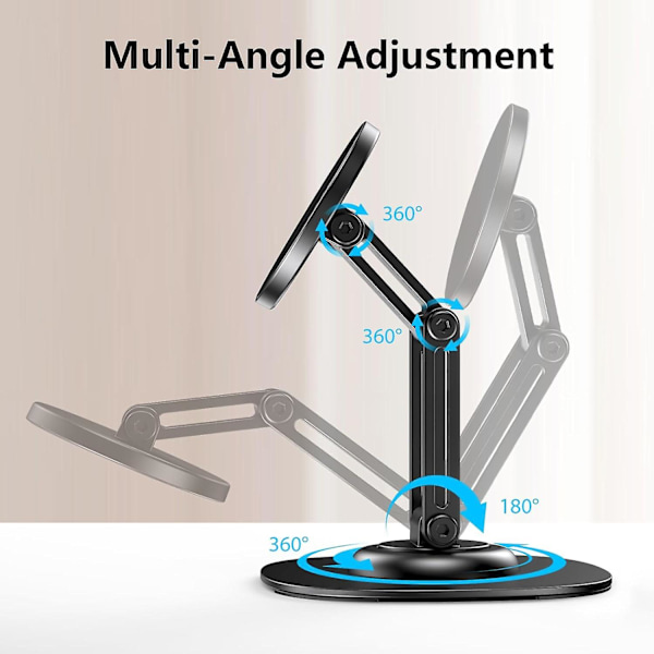 Magnetisk telefonstativ med 360 roterende base, MagSafe metall sammenleggbar mobiltelefonstativ kompatibel med iPhone 15 14 13 12 Pro Max