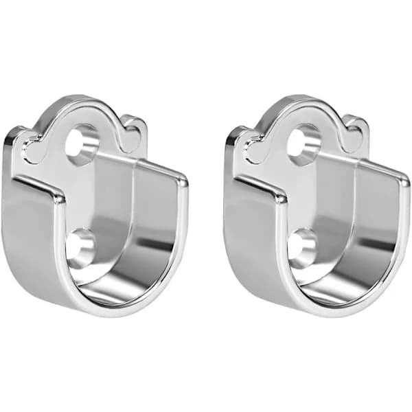 Sett med 2 garderobestangfester i sinklegering — Endefester for dusjforhengstang (flensfester) — Egnet for stenger med 25 mm diameter.