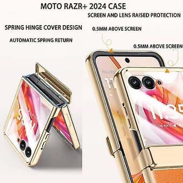 Etui til Motorola Moto Razr+ 2024/Razr Plus 2024 med hengselbeskyttelse PU-deksel