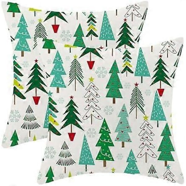 Jul Kuddfodral 45 x 45 cm, Färgglada Salviagrön Teal Julgransdekor Prydnadskuddar för Hem Soffa Säng, Vinter Jul Snöflinga Dekorativa