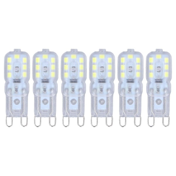 G9-lampa Dimbar Ögonskydd Energisparande 14 LED 3W Ljuslampa för Chandelier Bordlampa 6st Varmvitt 110V