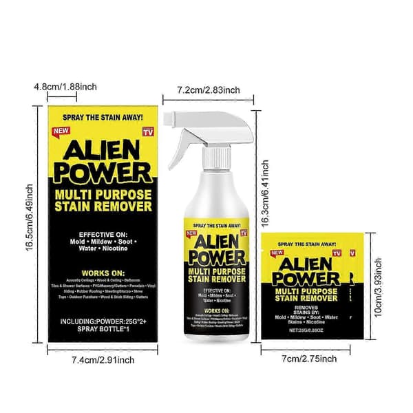 Alien Power Multi-Purpose Pletfjerner Spray, Vertikal Vedhæftningsformel til Skimmel, Meldug og Snavs 3pcs