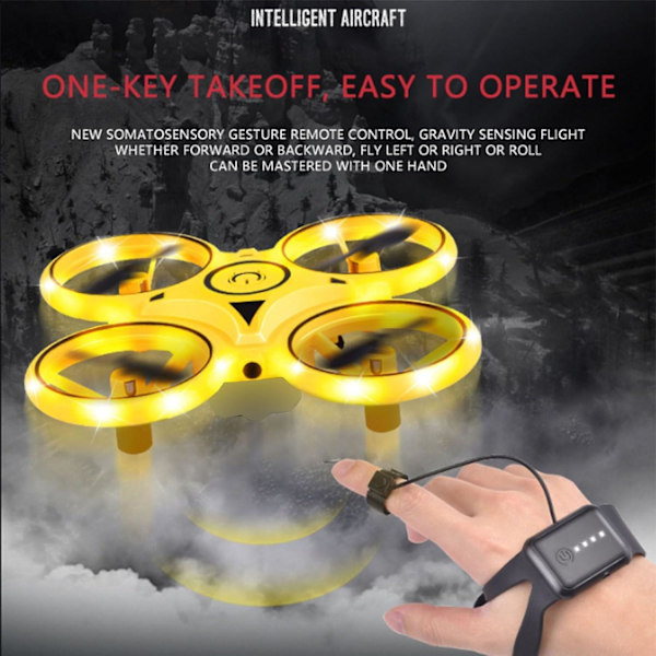 Gestkontrolldrönare, 360 Flips Gestkontrolldrönare Rc Quadcopter Flygplan Hand Sensor Drönare Med Smart Watch Kontrollerad Present Till Barn