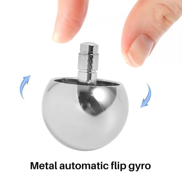 Tippe Top Metal Flip Over Top Spinning Top i rostfritt stål Fantastisk leksakspresent, silverfärgad