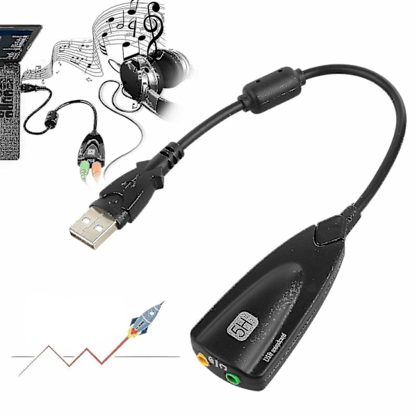 Usb 2.0 - 3,5 mm:n mikrofoniliitäntään / kuulokeliitäntään ulkoinen 7.1-kanavainen äänikortti Uusi