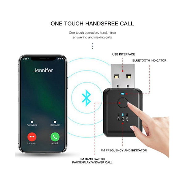 2 Par FM-sändare Bil Trådlös Bluetooth 5.0 Radio Bilset Handsfree Ljudadapter Ingen Fördröjning Nej