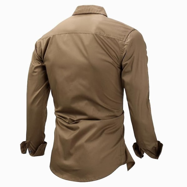 Hög kvalitet100%bomull militärskjorta herr långärmad ventilerande casual man solid skjorta med E