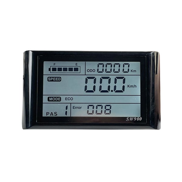 Ebike SW900 LCD-skjermkontroll Elektrisk sykkel hastighetsmåler Vanntett plugg Record Instrumentkontroll/innstilling 24-72V