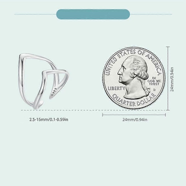 925 sølvring, V-formet kærlighedshjerte ring med dobbelt åbning, elegant design og unik stil