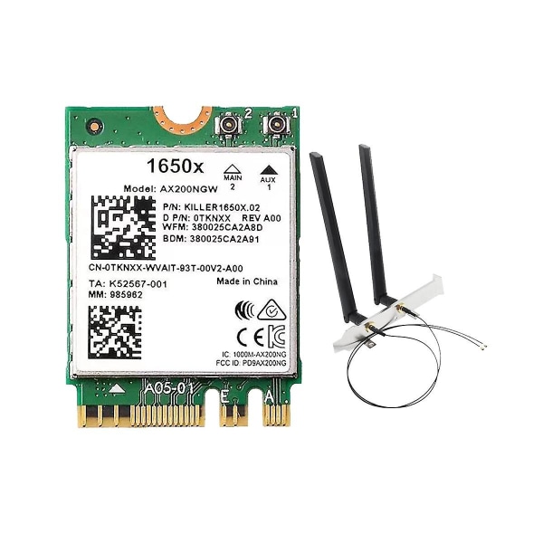 Til 1650x Wifi Card+8db Antenne Kit Ax200ngw 3000mbps 2.4g 5g Wifi 6+bt 5.1 Gigabit Wireless Card F