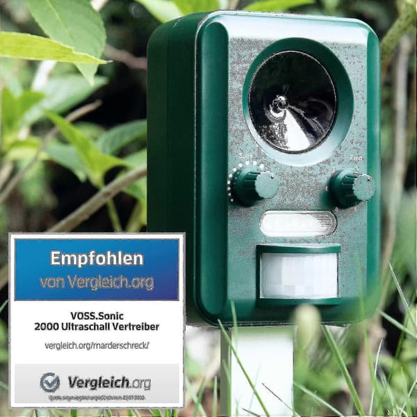 Voss.sonic 2000 ultralydsbeskyttelse med sol- og blitzfunktion mod katte, hunde, mår, dyr