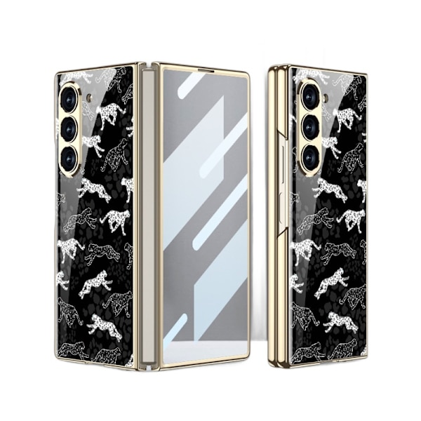 Passar till Galaxy Z Fold 6 mobiltelefonfodral vikbar skärm vik 6 galvaniserat glasskal Fold 6 flipfodral fullständigt paket hårt skal black