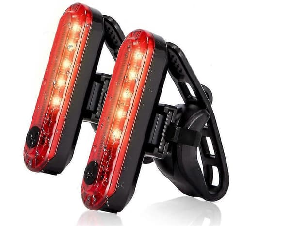 USB Oppladbart LED Sykkel Baklys (2 stk, Rød)
