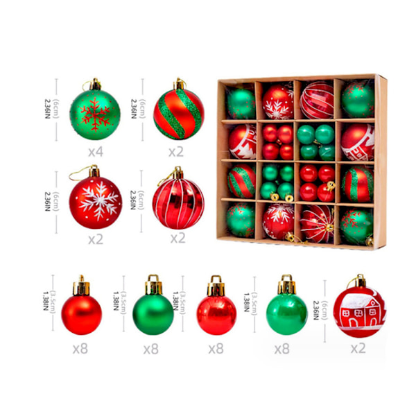 Christmas decoration 6cm paper box electroplated plastic ball painted ball set gift Christmas tree pendant accessories