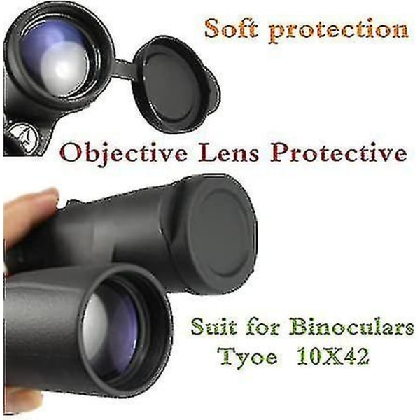 10x42 gummilinsehætter til kikkert + regnskærm, objektive optikbeskyttelsesdæksler
