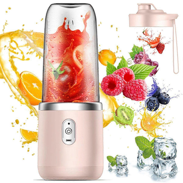 Mini Juicer USB Bærbar Blender Lille Elektrisk Juicer Pink Kompakt Rejsedesign