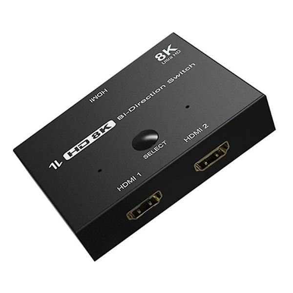 Hdmi 2.1 Splitter, 2x1 Hdmi 2.1 Switcher, Understøtter 8k@60hz Opløsning Sort Ny