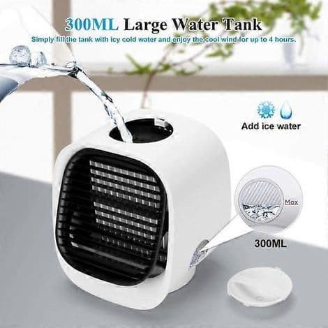 Moderne USB Mini Airconditioner/Ventilator/Luftfugter - Hvid - AquaForge