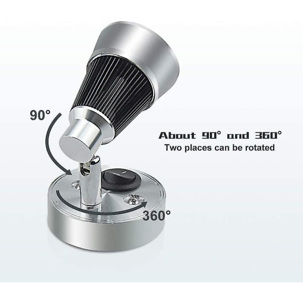 12V LED RV Leselys, 3W RV Leselampe RV Spotlight Vegglampe for RV Interiør