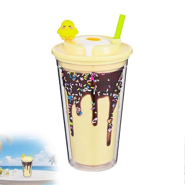 Muki kannella ja pillillä G6V6 450ml yellow 1pcs