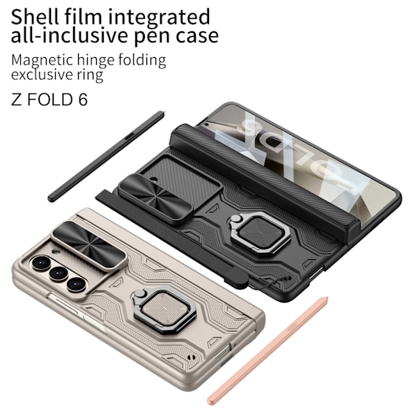 Etui til Samsung ZFold6 mobiltelefon med push-vindue linsering Gray