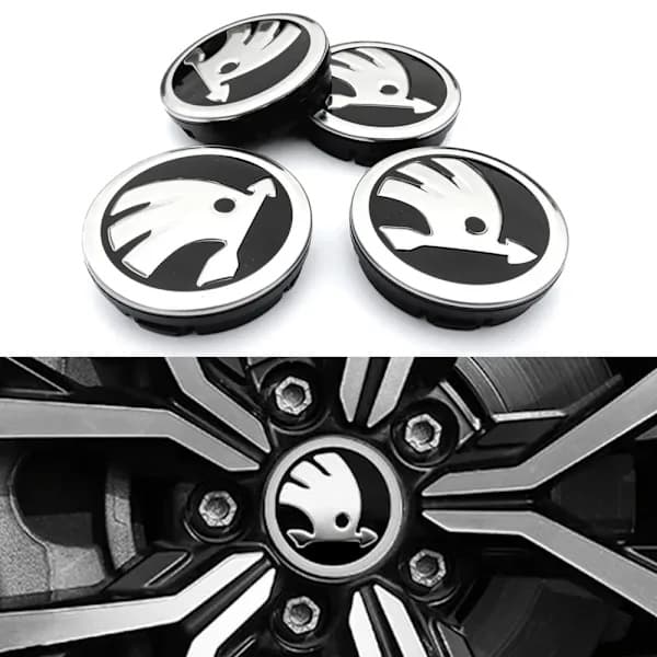 4 kpl - Skoda pölykapselit / pyörännavan tunnukset - Auto 60 56 mm 60 56mm