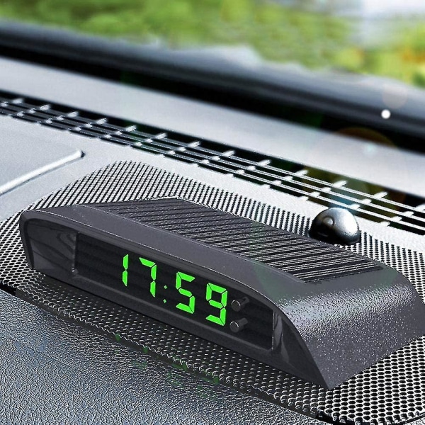 Digital biltermometer LCD-klocka 12-24v multifunktionell bilsoldriven LCD-klocka med tid, datum och temperaturdisplay 500 Mah Stor kapacitet B