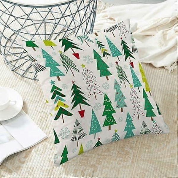 Jul Kuddfodral 45 x 45 cm, Färgglada Salviagrön Teal Julgransdekor Prydnadskuddar för Hem Soffa Säng, Vinter Jul Snöflinga Dekorativa