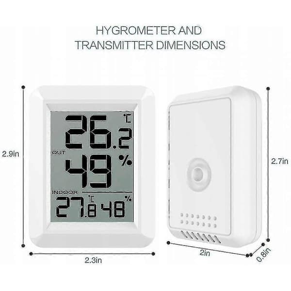 Trådlös Termometer Hygrometer Utomhus Vit Inomhus