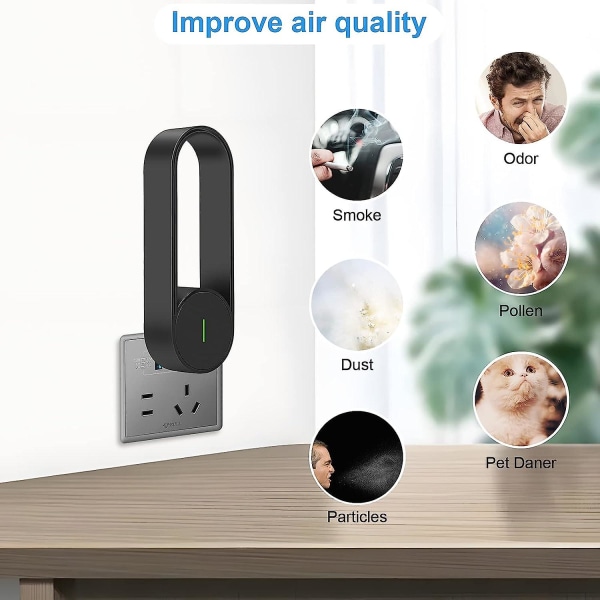 Pieni ilmanpuhdistin, henkilökohtainen kannettava negatiivinen ionigeneraattori ilmanpuhdistin, pieni USB auto, makuuhuone, koti, toimiston ilmanpuhdistin - musta