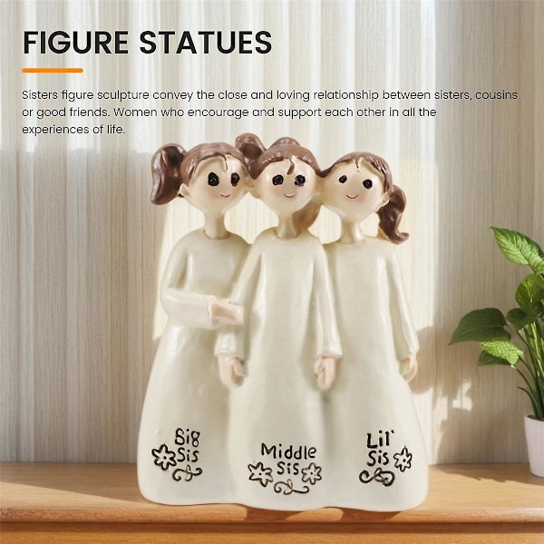 Figurstatyer, Syster Vän, Harts Skrivbordskonst Ornament Hem Dekorativ Staty, Vänskapsskulptur-C