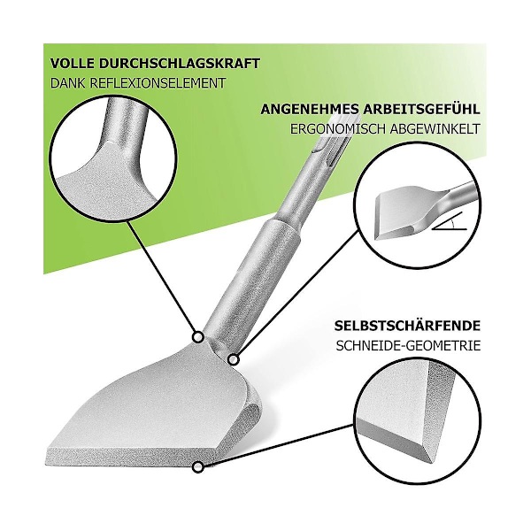 Flisemejsel SDS Plus Mejsel - 165x75mm Bred Til Hammer, Flad Mejsel Vinklet, 42crmo Specialstål, Du