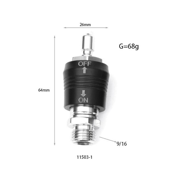 Scuba Diving Regulator Adapter 9/16 Gjenget Kobling Med På/Av Bryter BCD Ventil Middels Trykk R